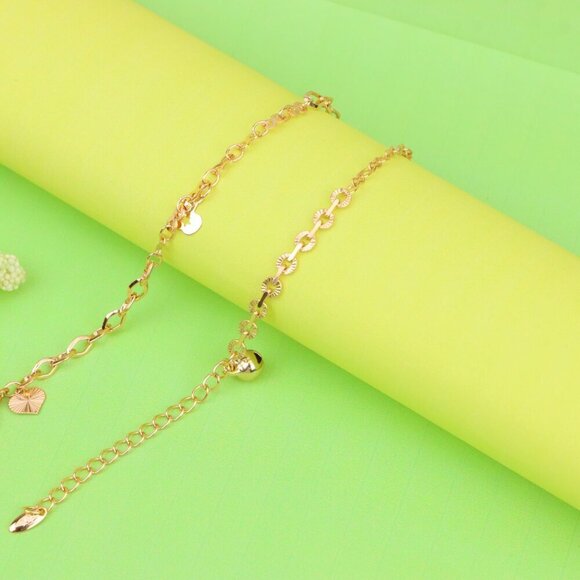 "Butterfly Charm Rose Gold Anklet with Dual Chain Accent, XPAL1188 - Picture 6 of 12